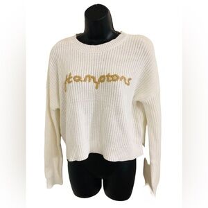 Sincerely Jules offwhite ivory crochet look Hamptons embroidered sweater size XL
